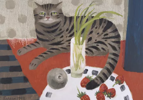 Image: Cat with Strawberries, Mary Fedden, 1999