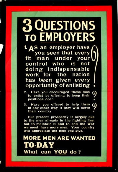 3 Questions to Employers, 1914-1915