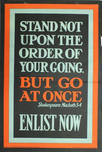 Stand not upon the order of your going, but go at once. Shakespeare, Macbeth 3-4, 1915