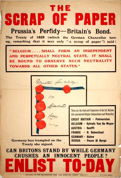 The scrap of paper, Prussia's Perfidy-Britain's Bond, 1914